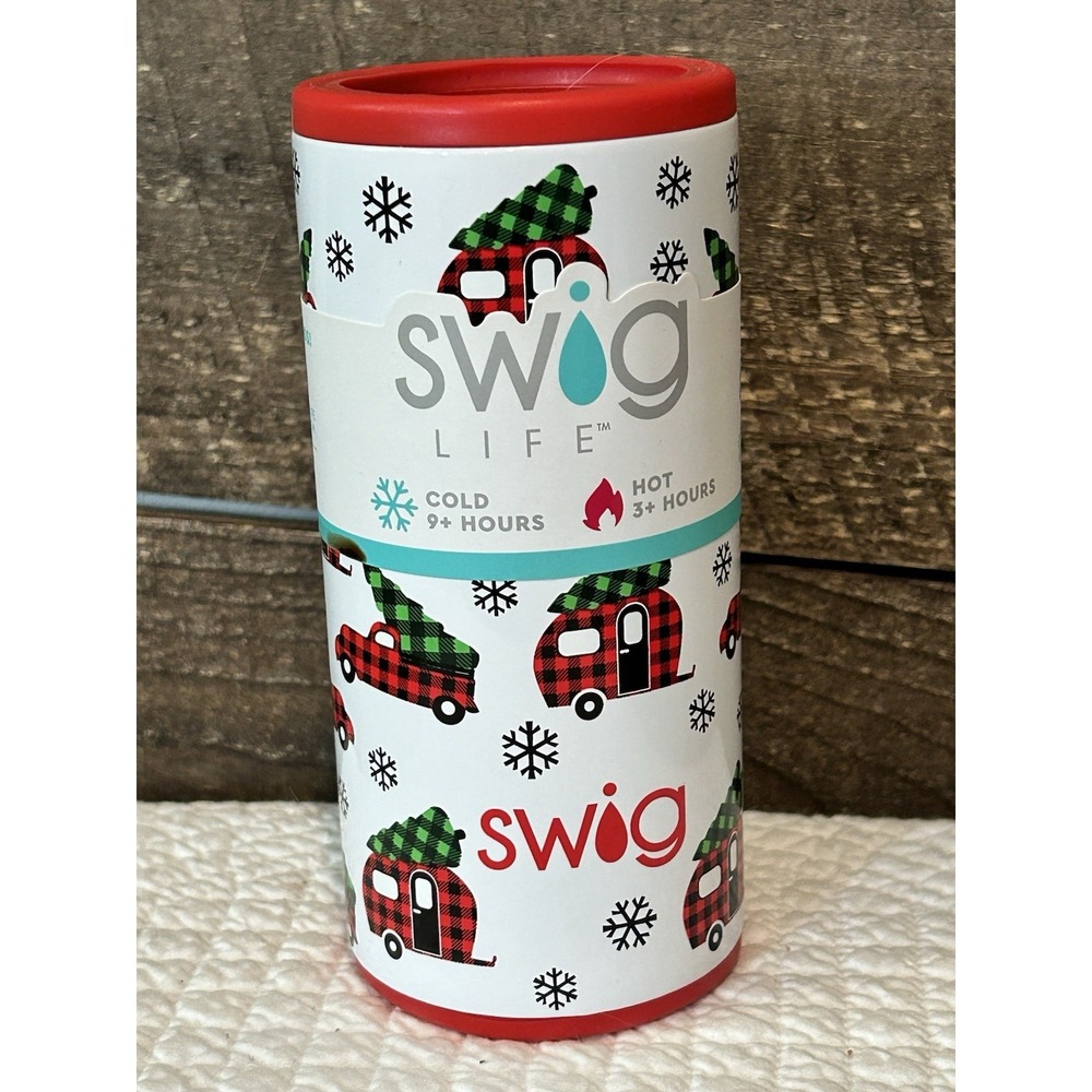 Swig Life Skinny Can‎ Red Truck Tree Stainless Steel (12oz)